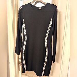 H&M fitted United Forever Jersey Dress With Partial Mesh Sleeves